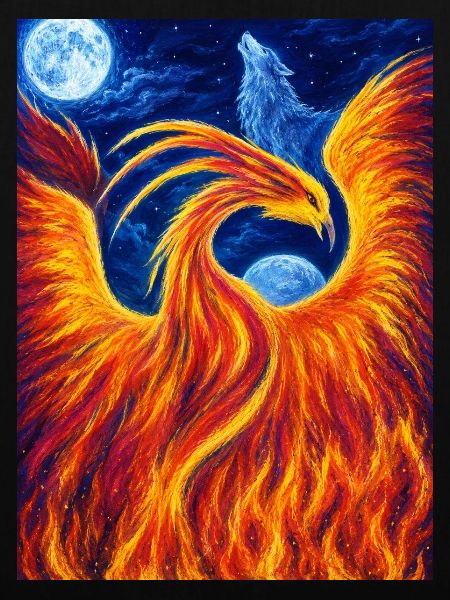 Flaming Phoenix in the Night