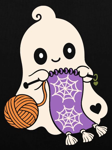 Halloween Geist strickt Spinnennetz Schal