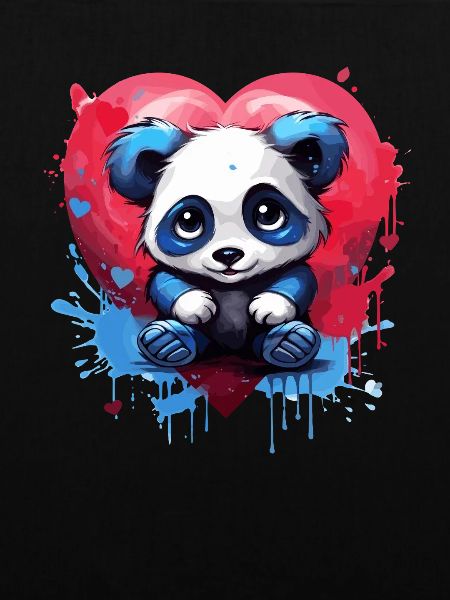 Panda mit Herz-Hintergrund