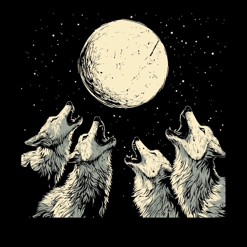 Howling Wolves Vintage Wolf Moon