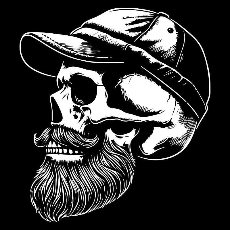 bearded skull with cap for hipsters