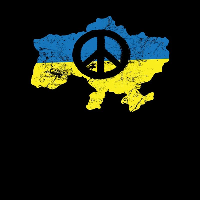 Peace Zeichen vor ukrainischer Flagge