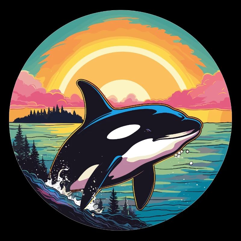Orca at sunset