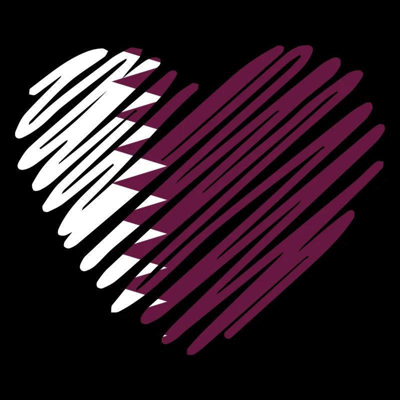 Drapeau du Qatar en forme de cœur - Proud Qatari Design