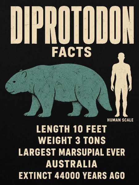 Diprotodon Fakten Eiszeit Größenvergleich Tafel