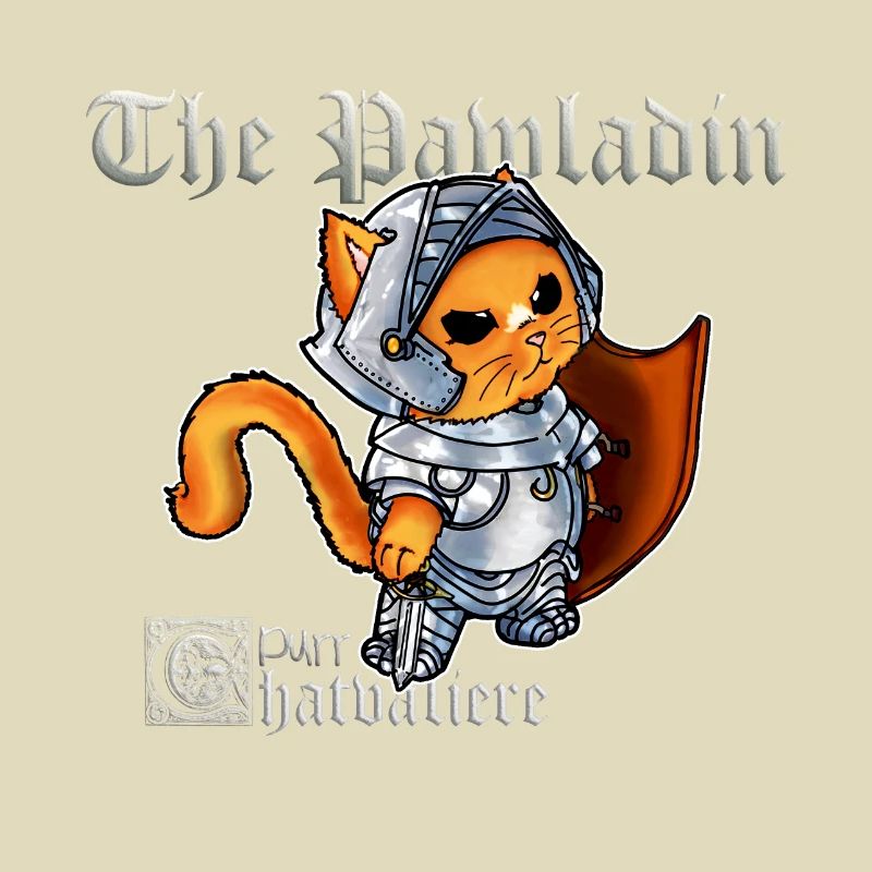 Mignon chat paladin chevalier avec épée
