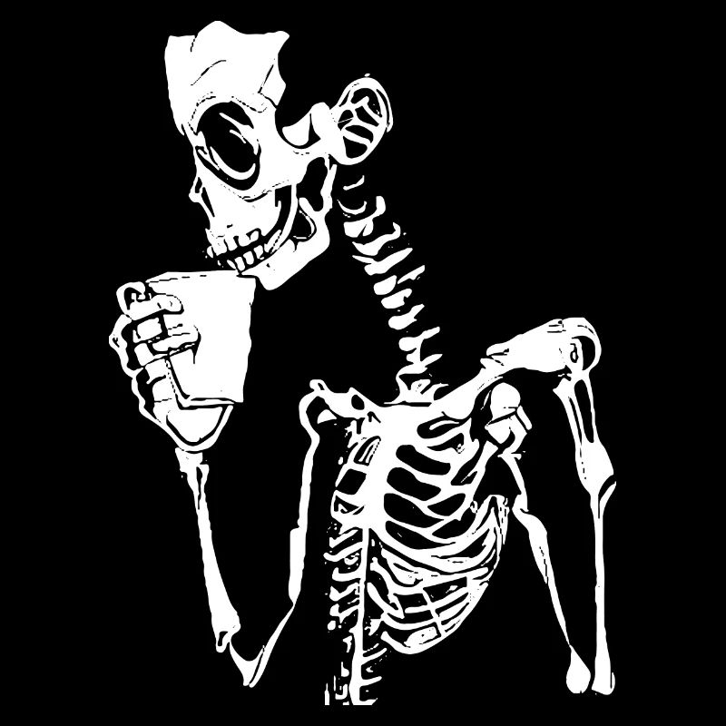 Sarcastic Funny Skeleton Drinking Espresso Coffee