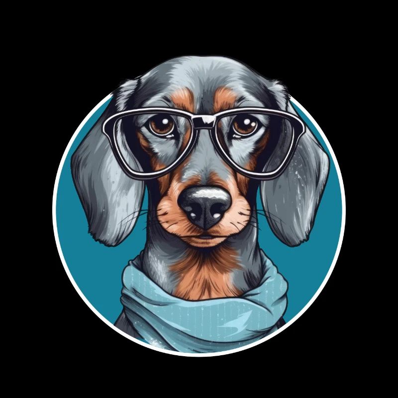 Teckel cool avec lunettes et écharpe chien