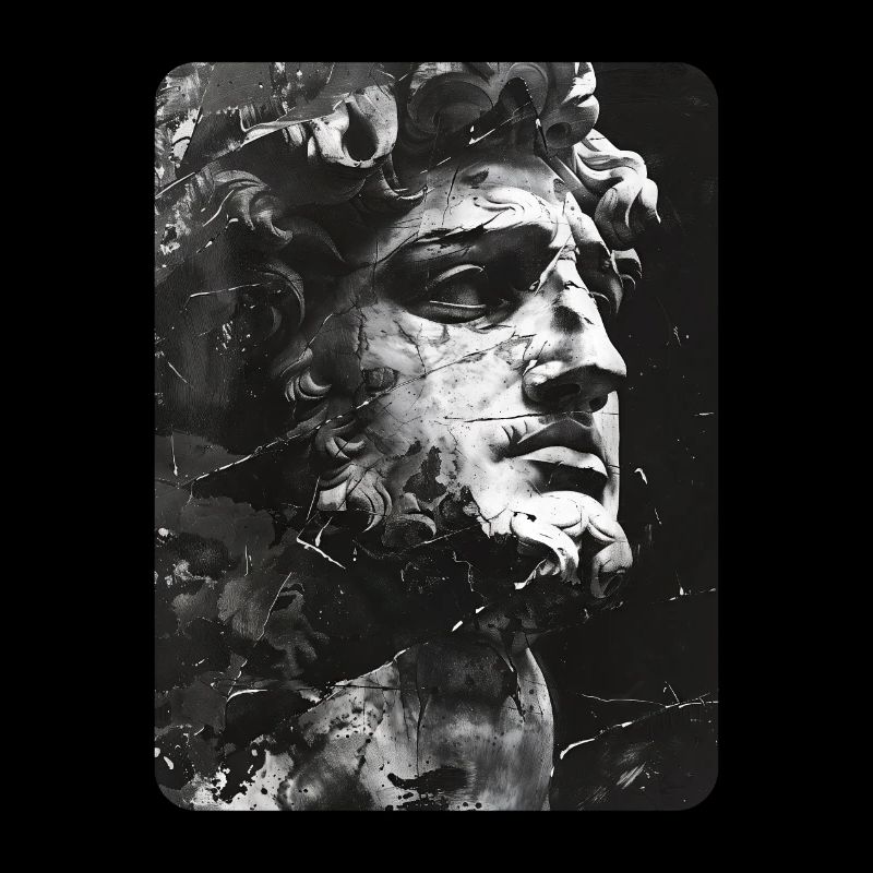 zerbrochenes Gesicht einer Marmorstatue