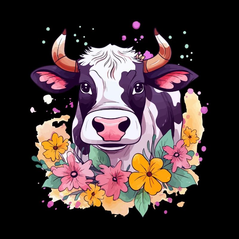 Kuh und Blumen