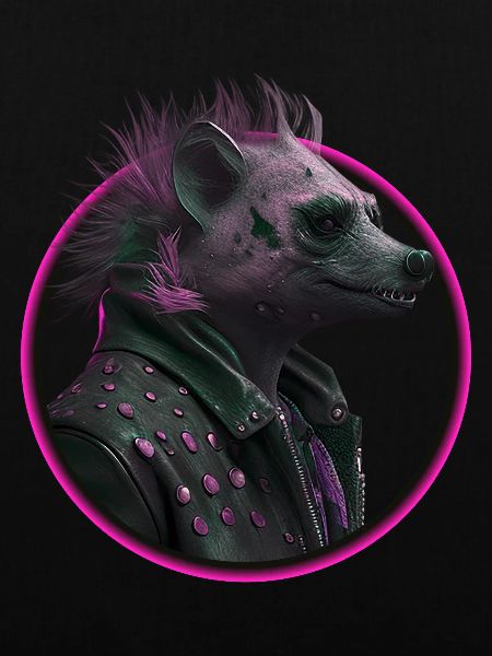 pink Punk Hyäne in Lederjacke