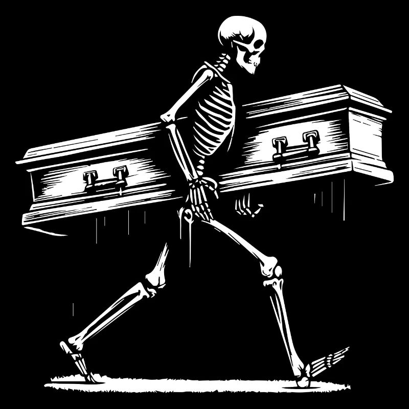 skeleton carrying the coffin