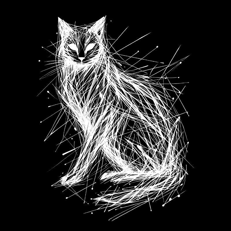 Portrait de chat abstrait avec des lignes sauvages