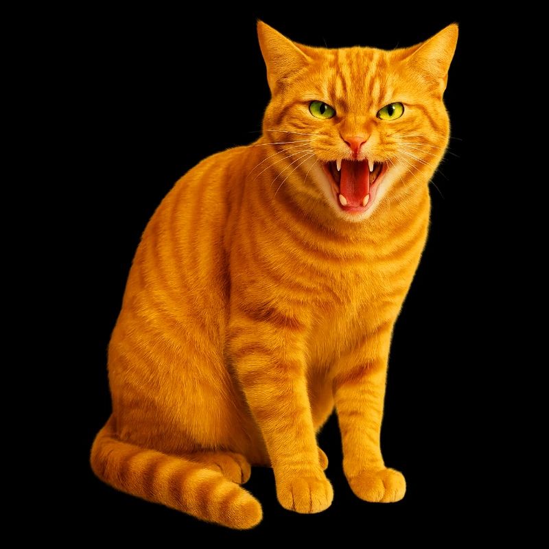 Hissing orange tabby cat