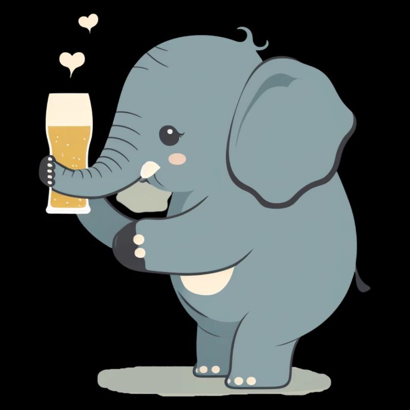 Süßer Elefant trinkt ein großes Glas Bier
