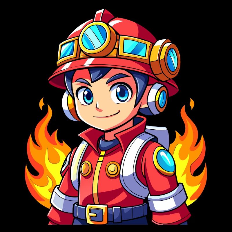 Held in Rot der Feuerwehrmann