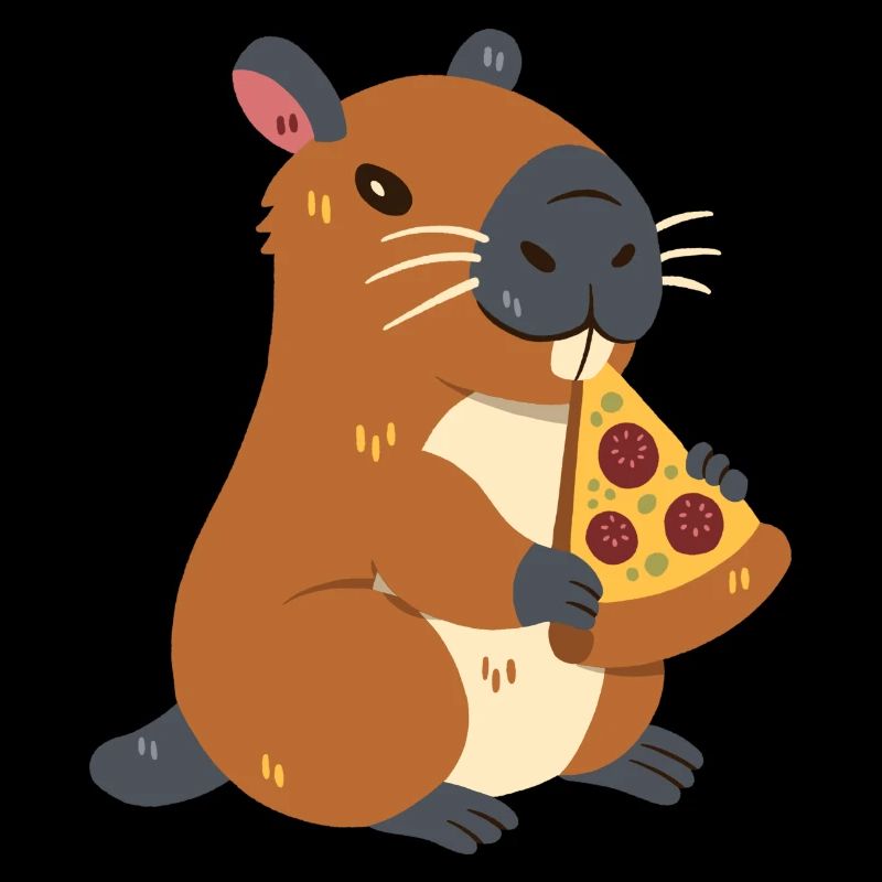 Capybara mit Pizza