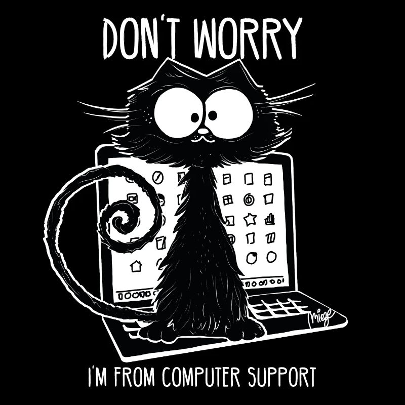 Black Cat Funny Saying Computer Support