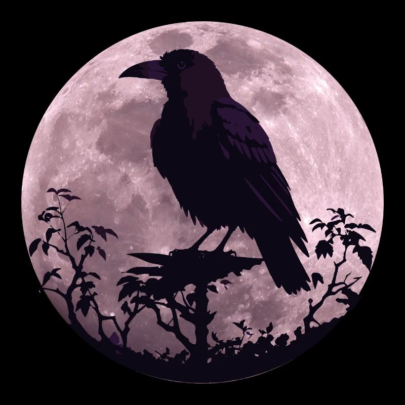 Raven in full moon light