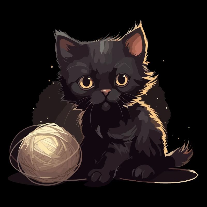 Mignon bébé chat avec boule de chaton de laine