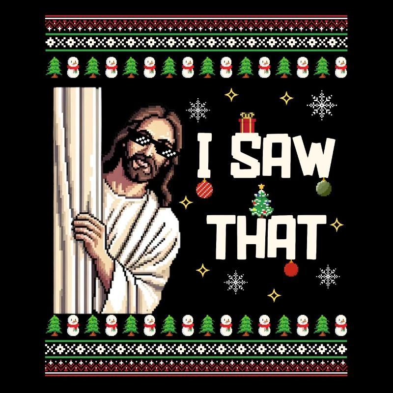 Pull de Noël laid laid Jésus Meme