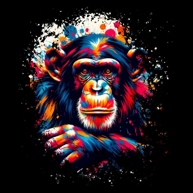Colorful chimpanzee artwork chimpanzees