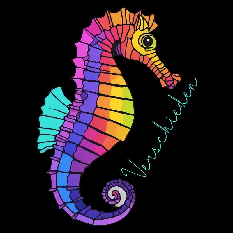 Seepferd Verschieden Divers Regenbogen Meer Bunt