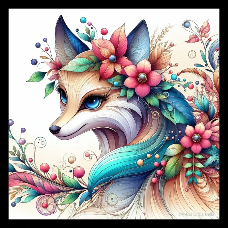 Fuchs mit Blumen