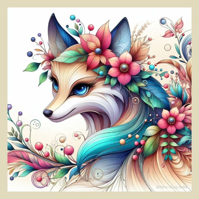 Fuchs mit Blumen