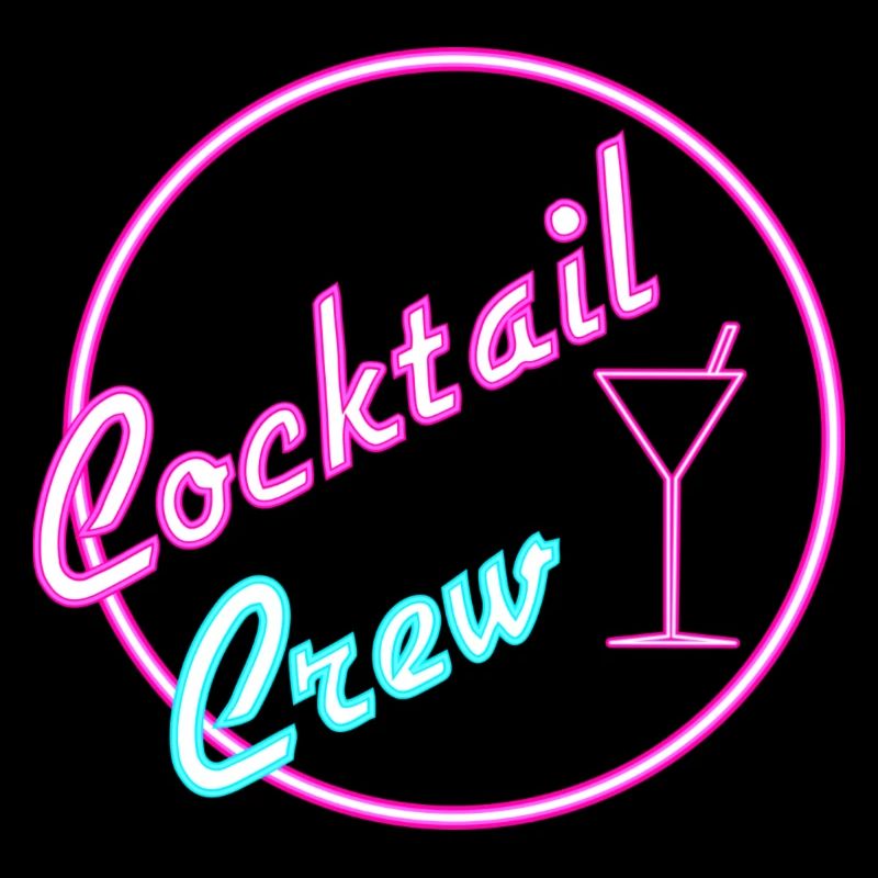 Cocktail Bartender Crew Drinks Neon Retro 80s