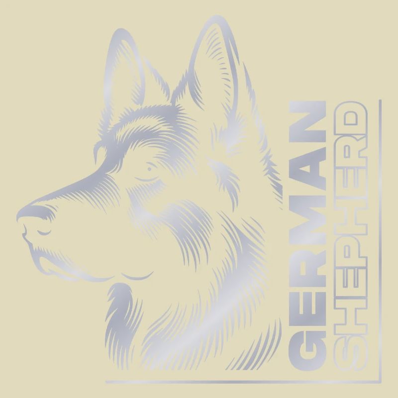 German Shepherd Drawing Head Portrait silver