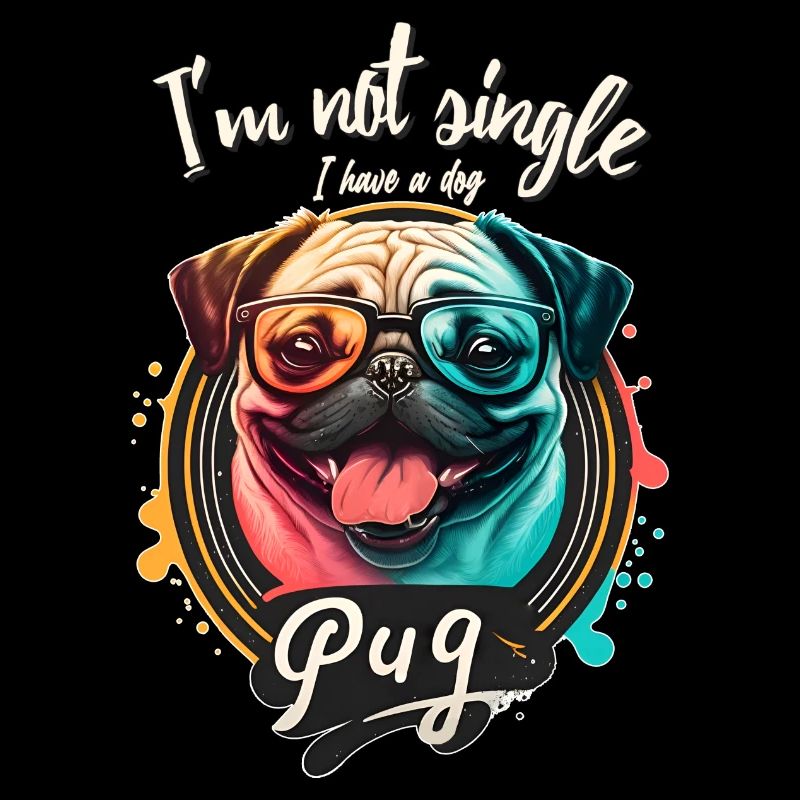 Funny Dog - Ich bin nicht Single Ich habe einen Hund (Mops)