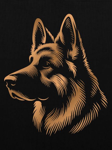 Deutscher Schäferhund Kopf gold kupfer