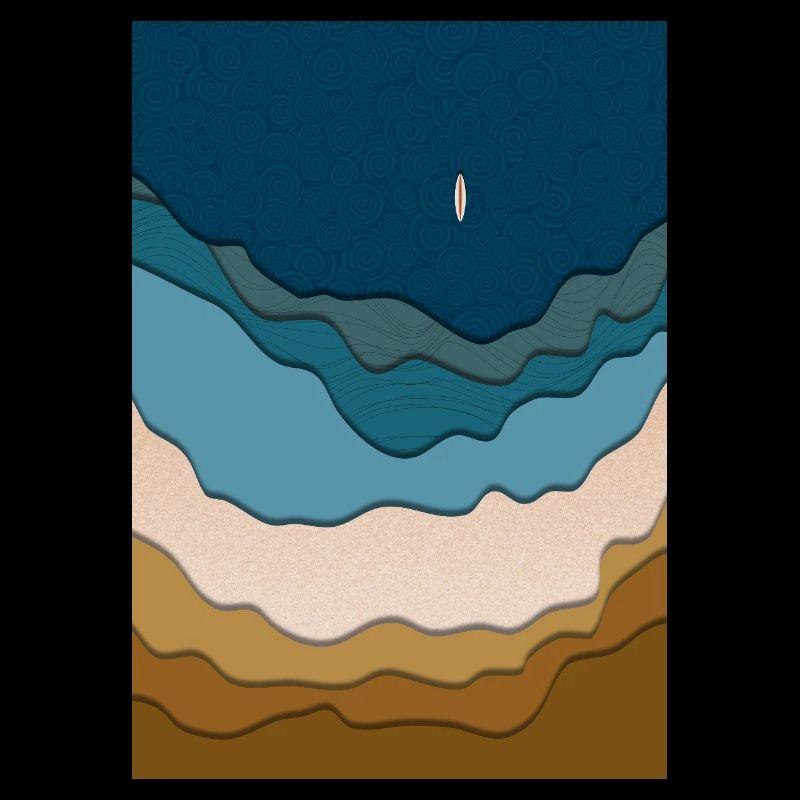 Abstraktes Strand-Design - Surfboard im Ozean