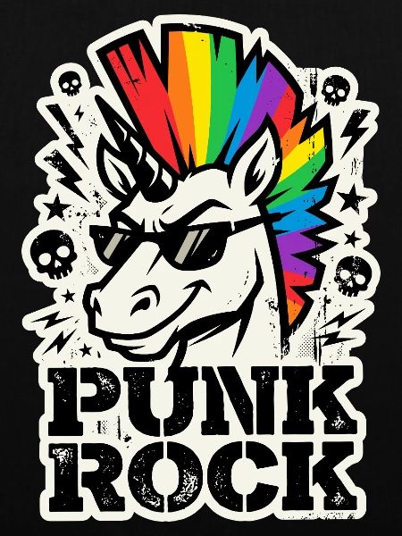 Punk Rock Einhorn - Regenbogen Irokese