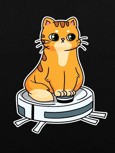 Saugroboter mit Katze Saugerroboter