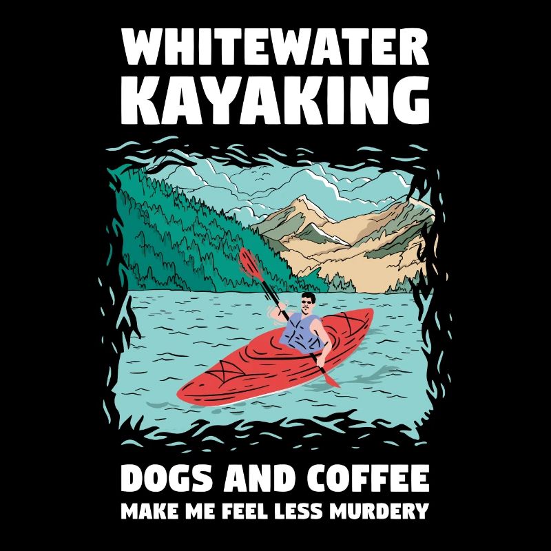 Chiens de kayak en eau vive et café