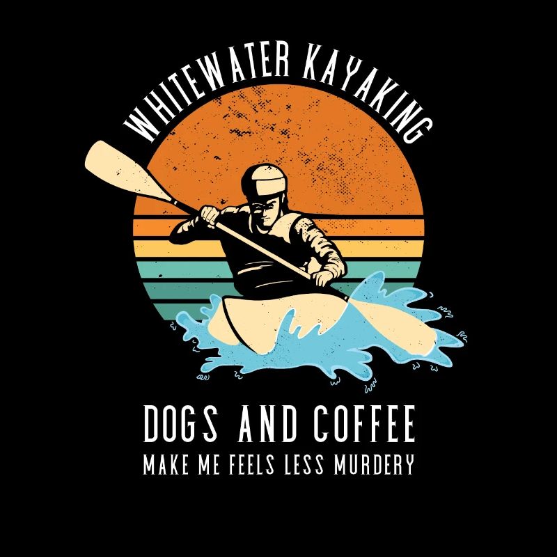 Chiens de kayak en eau vive et café