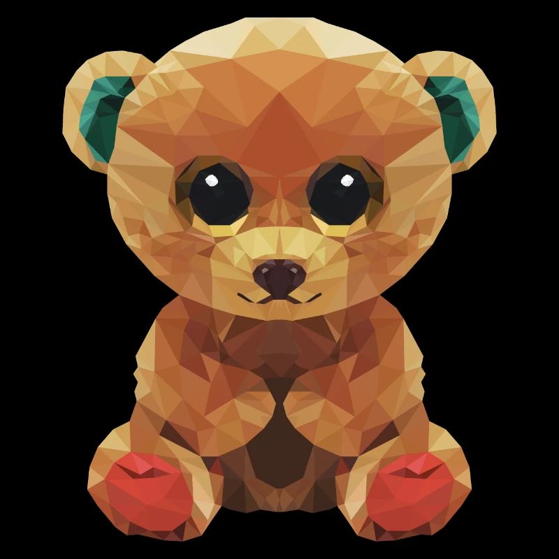 Large teddy bear with huge eyes polygon design