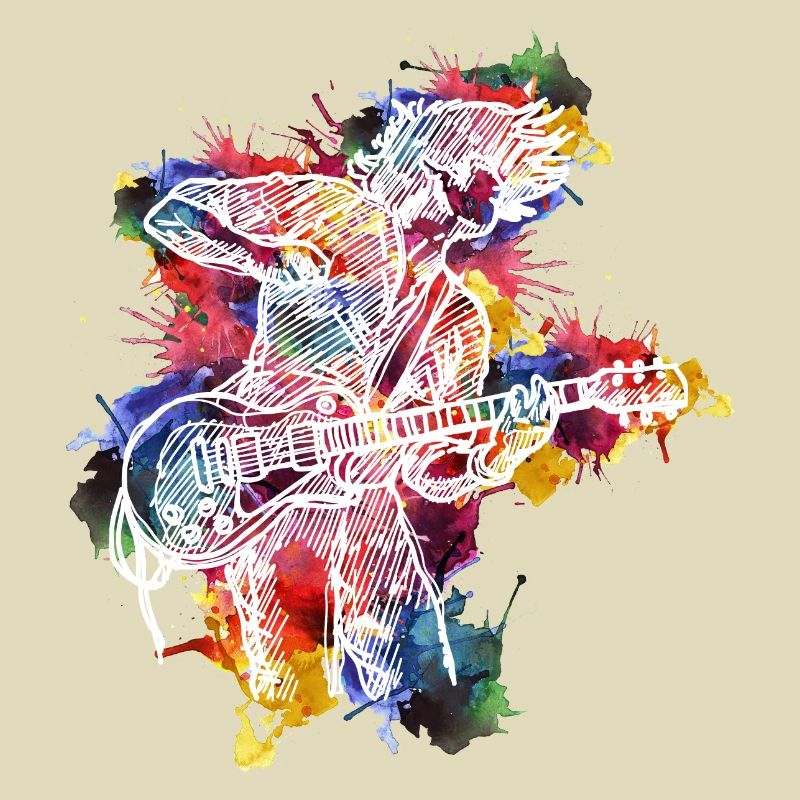 Guitar Evolution Watercolor Design for