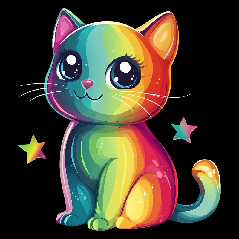 Chat arc-en-ciel mignon