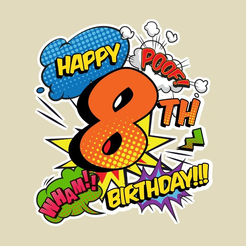 8. Geburtstag Junge Comic-Stil Superhelden