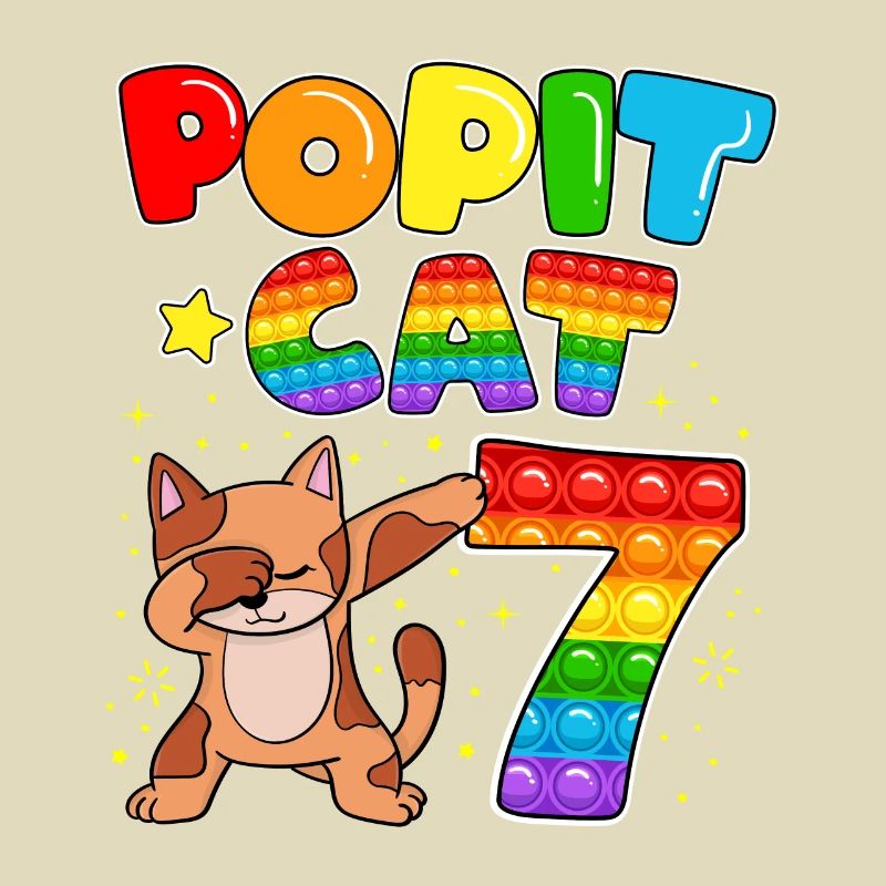 Pop it Cat Joyeux 7ème chat Anniversaire Sept