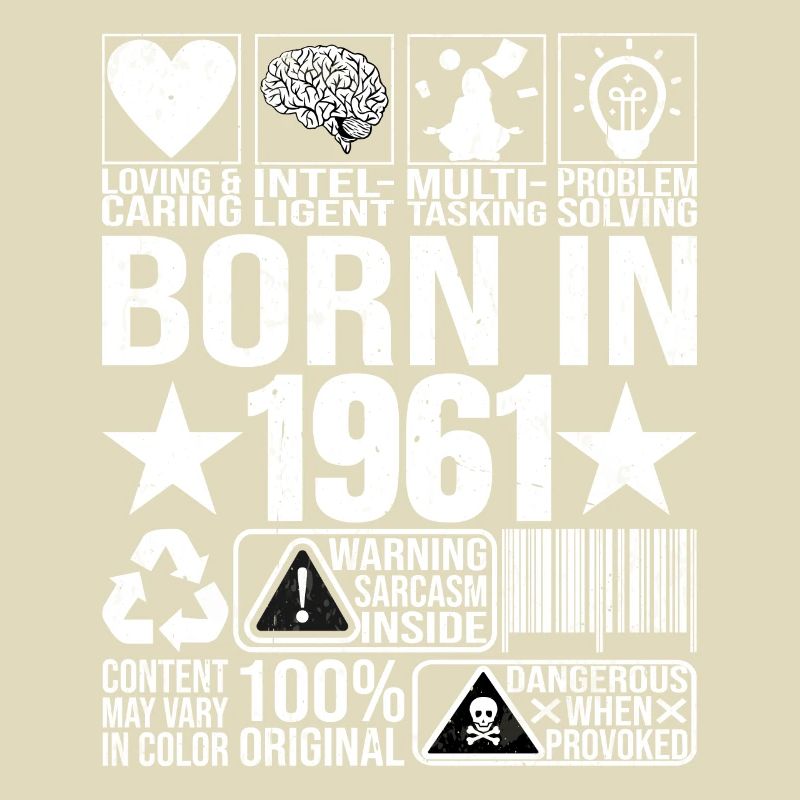 Born In 1961 Content Warning Label Barcode