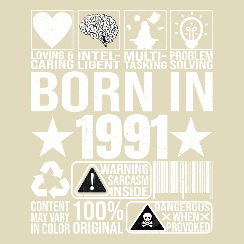 Né en 1991 Content Warning Label Code à barres