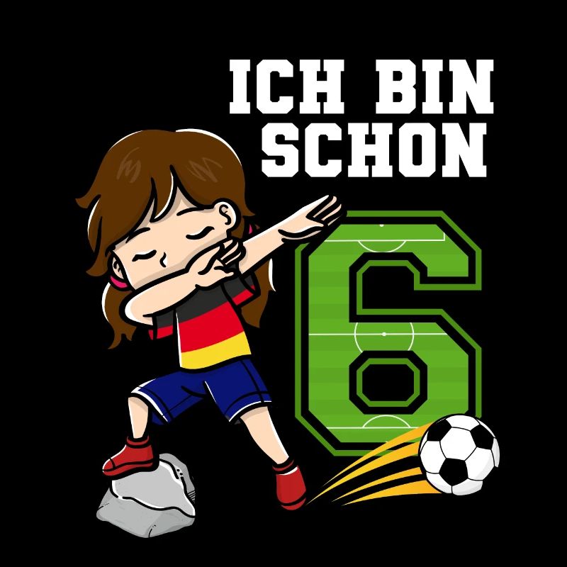 Fußball Mädchen Ich bin schon 6 Geburtstag