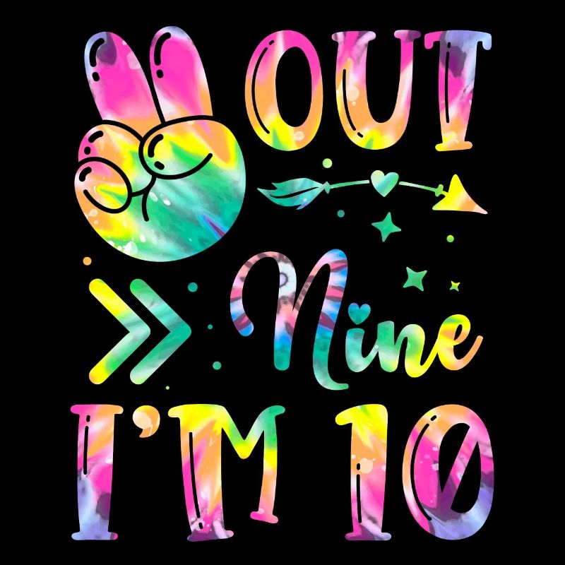 Peace Out Nine I'm 10 | Tie Dye Themed Geburtstag
