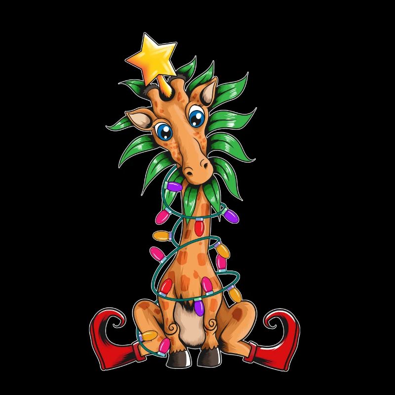 Giraffe Weihnachtsbaum Lichterkette Elfenschuhe