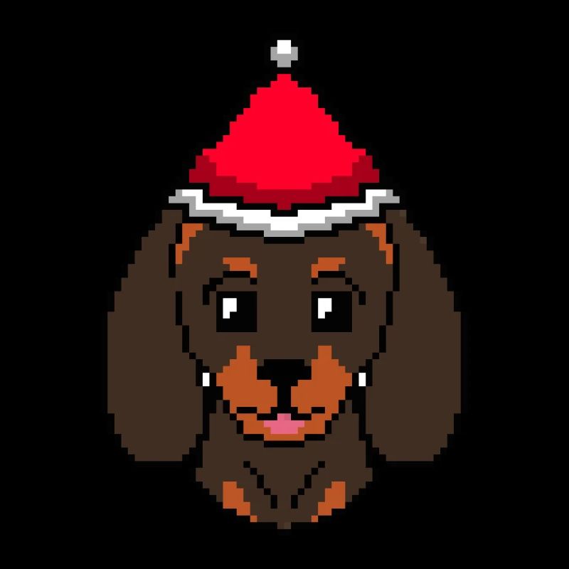 Teckel de Noël pixélisé - Drôle de teckel de Noël
