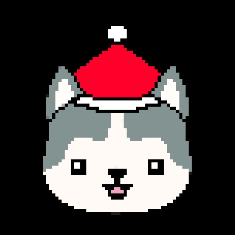 Husky Pixélisé Noël - Drôle de Noël Husky